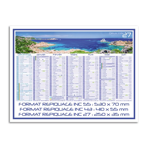 CALENDRIER BANCAIRE THEMATIQUE PAYSAGES DE REVE BLEU FONCE_INC 43_2027